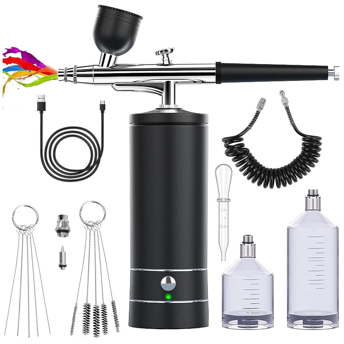 HANNEA Airbrush-Kit Rechargeable Cordless Airbrush Compressor - Auto Handheld Airbrush Gun, Airbrush Set Portable Wireless Air Brush for Barber, Nail Art, Cake Decor, Makeup, Model Painting(Black) HANNEA Airbrush-Kit Rechargeable Cordless Airbrush Compressor - Auto Handheld Airbrush Gun, Airbrush Set Portable Wireless Air Brush for Barber, Nail Art, Cake Decor, Makeup, Model Painting(Black)